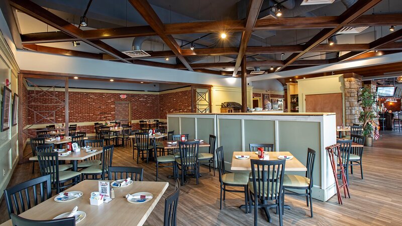 Main dining room with many set tables